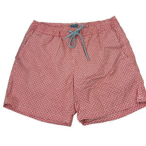J. Crew Men's Patterned red & white lined  swim shorts / trunks